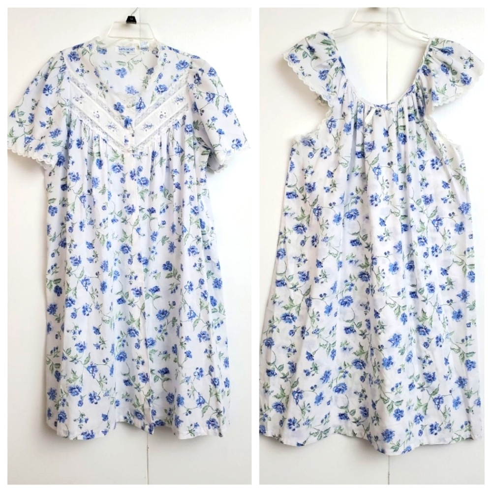 Ship'n Shore Vtg Sleeveless Ruffle Traditional Nightgown & Robe Set Sz Sm - Picture 1 of 16